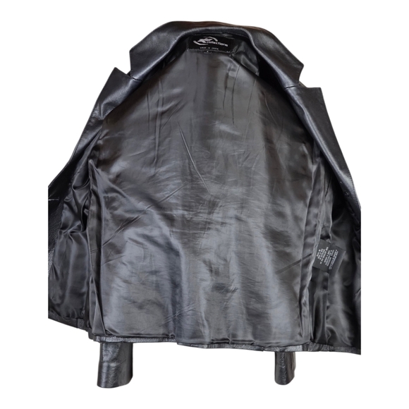 Vintage KC Collections Black Genuine Leather Blazer Jacket Women’s L Y2K 90s - Picture 8 of 11